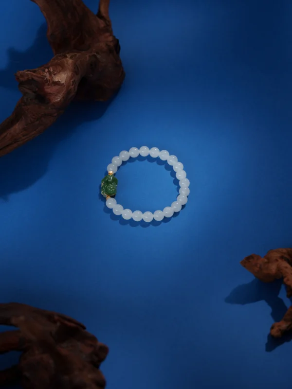 White Jade/ Green Jasper Pixiu (Frog-Like Creature)