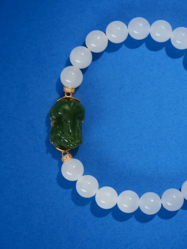 White Jade/ Green Jasper Pixiu (Frog-Like Creature)