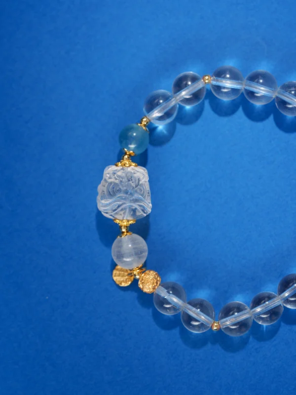 Rock Crystal/Lion-Head Charm