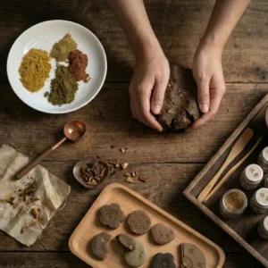 Hand making Incense ornaments with incense powder
