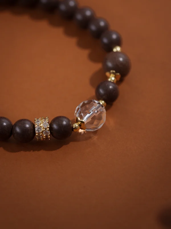 6.0 mm Qing Miao Xiang Incense Bracelet with Rock Crystal